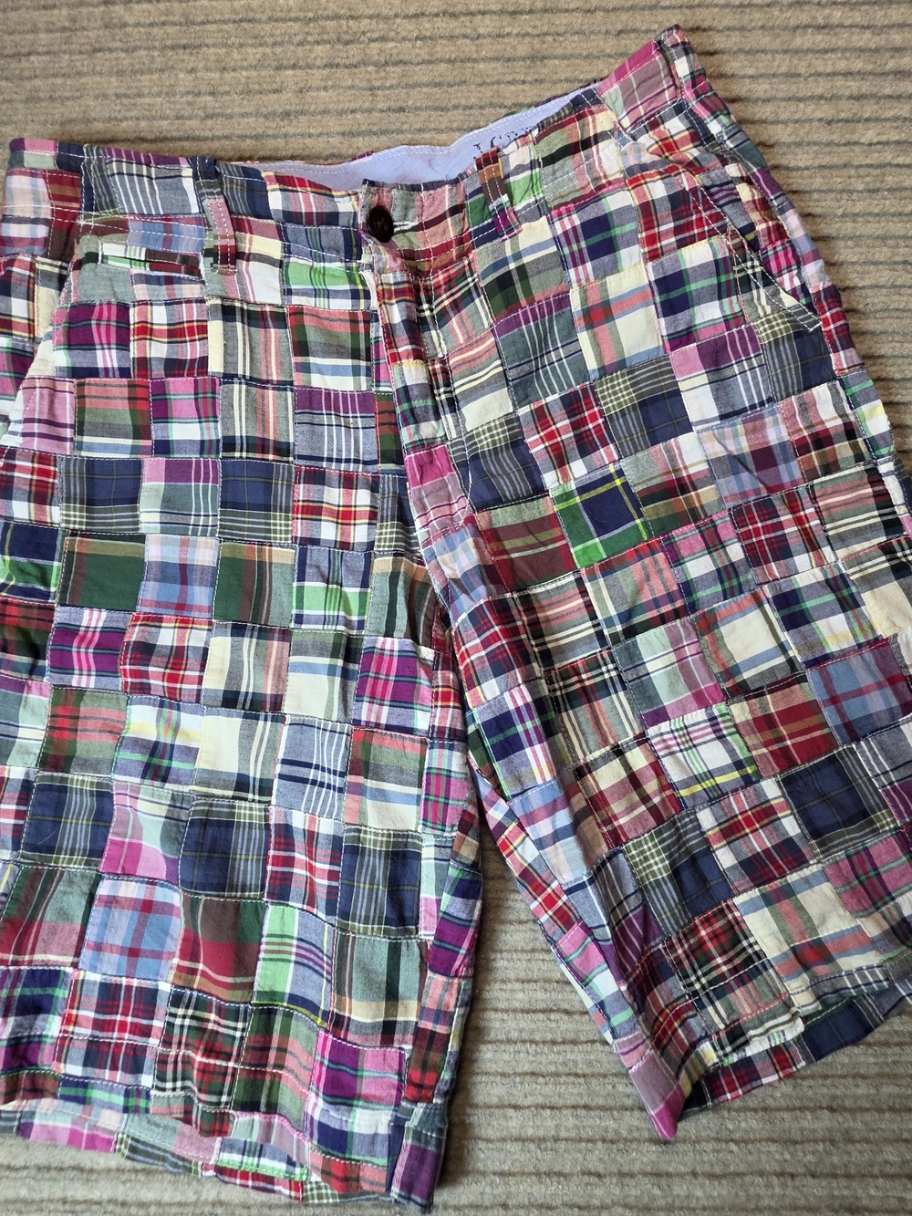 J.Crew Field Short Patchwork Madras Plaid Cotton Multi-Color Shorts Men’s 31
